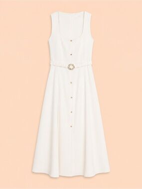 ZARA IVORY BELTED MIDI DRESS